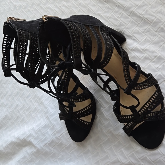 Vince Camuto Mindie Elegant Black Lace Up Heels Office Minimalist Summer Shoes - Picture 4 of 13